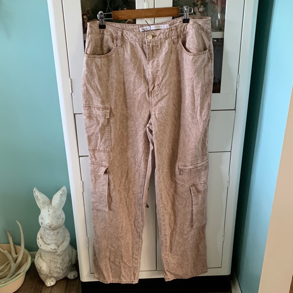 Tinseltown jr sz 15 Casual Tan Cargo Lightweight Jeans euc